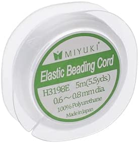 Miyuki Elastic Beading Cord 5m White - Approx 0.6mm to 0.8mm Used for DIY Jewelry Making, Arts and Craft, Crochet and Cloth Weaving