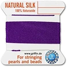 Griffin natural silk thread for stringing pearls and beads Size #8 Amethyst Purple