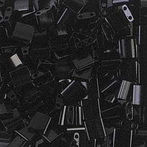 50 Grams Miyuki Tila Bead 5x5mm Black Opaque Glass Bulk Bag TL401-50