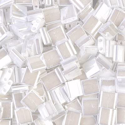 50 Grams Miyuki Tila Bead 5x5mm White Pearl Ceylon Glass Bulk Bag TL420-50