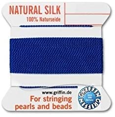 Griffin Natural Silk Thread for stringing Pearls and Beads Size #6 Dark Blue
