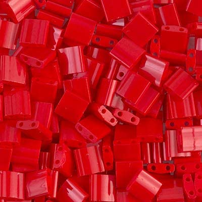 50 Grams Miyuki Tila Bead 5x5mm Opaque Red Glass Bulk Bag TL408-50