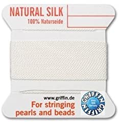 Griffin Natural Silk Thread for stringing Pearls and Beads Size #6 White