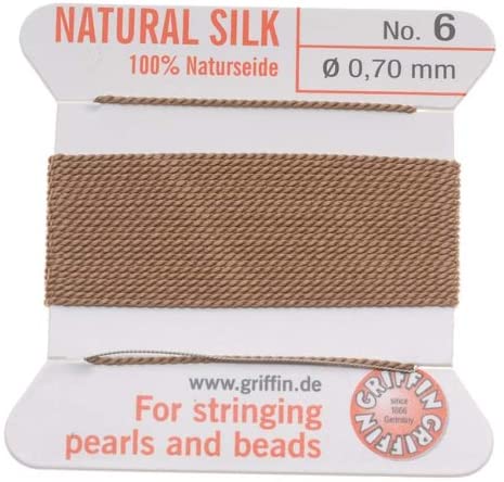 Griffin Silk Beading Cord & Needle Sz 6 Beige