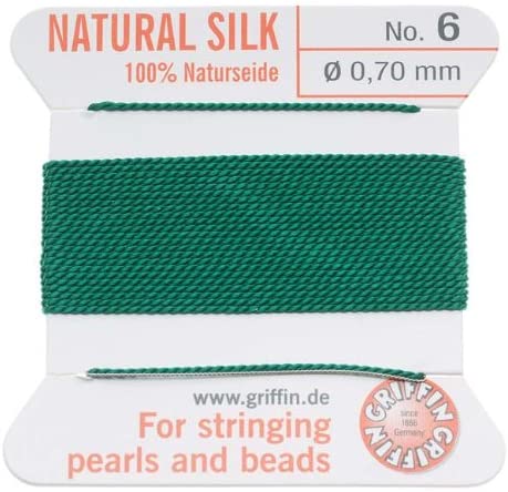 Griffin Silk Beading Cord & Needle Sz 6 Dk. Green