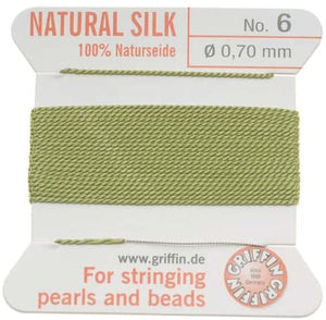 Griffin Silk Beading Cord & Needle Sz 6 Lt Jade Green