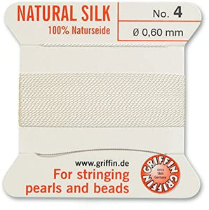 Griffin Bead Cord 100% Natural Silk White #4