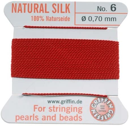 Griffin Silk Beading Cord & Needle Sz 6 Red