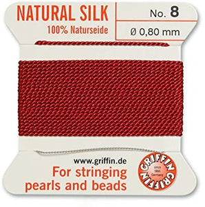 Griffin Bead Cord 100% Natural Silk Garnet #8