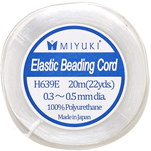Miyuki Elastic Beading Cord 20m White - Approx 0.3mm to 0.5mm Used for DIY Jewelry Making, Arts and Craft, Crochet and Cloth Weaving