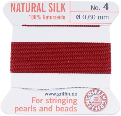 Griffin Silk Beading Cord & Needle Size 4 Garnet Red