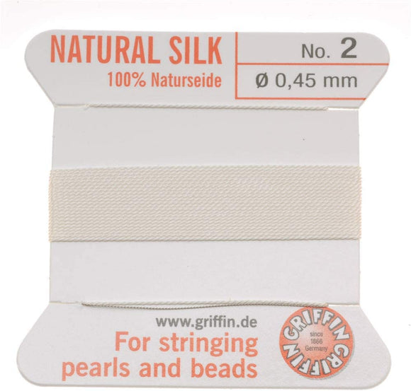 Griffin Beading Silk Cord & Needle White Size 2