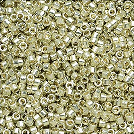 Miyuki Delica Seed Beads, 11/0 Size, 50 Gram Bulk Bag, Duracoat Galvanized Silver DB1831